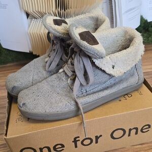 Toms Botas Highlands Grey Wool Fleck Fleece Sz 9